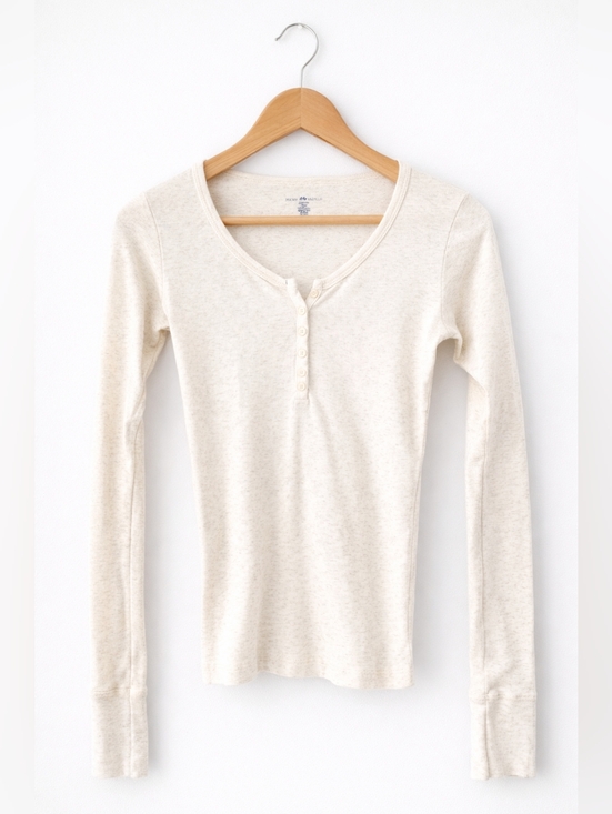 Brandy Melville Tops - Brandy Melville Light Cream Henley Long-Sleeve Top